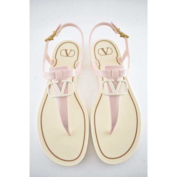 Valentino Rockstud Pink V Logo PVC Thong Rubber Jelly Ankle Strap Flat Sandal 41 - Picture 7 of 11
